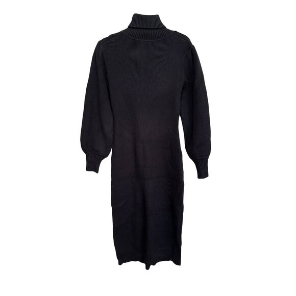 Farm Rio Black Ribbed Knit Heart Cutout Turtleneck Midi Dress Sz M NWT - Picture 7 of 8